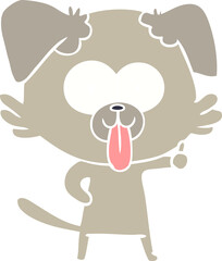 flat color style cartoon dog with tongue sticking out