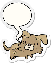 cartoon little dog and speech bubble sticker