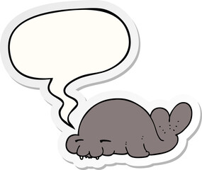 cartoon seal and speech bubble sticker