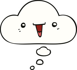 cute cartoon face and thought bubble