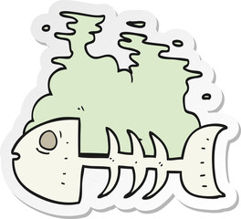 sticker of a cartoon fish bones