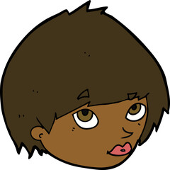 cartoon female face looking up