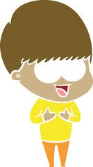 happy flat color style cartoon boy