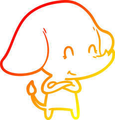 warm gradient line drawing cute cartoon elephant