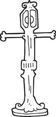 black and white cartoon street lamp