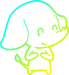 Obraz premium cold gradient line drawing cute cartoon elephant