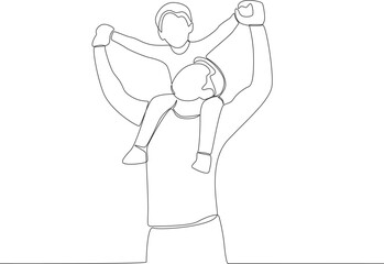 A father playing with his son. Father's Day one-line drawing