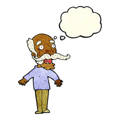 cartoon old man gasping in surprise with thought bubble