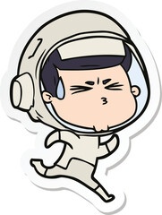 sticker of a cartoon stressed astronaut