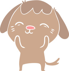 happy flat color style cartoon dog