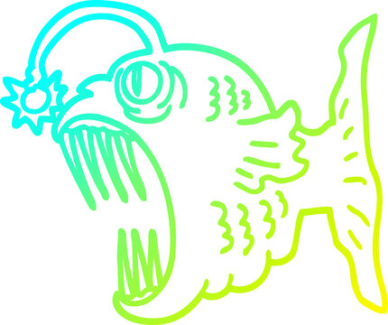 recommend clip art: cold gradient line drawing cartoon lantern fish