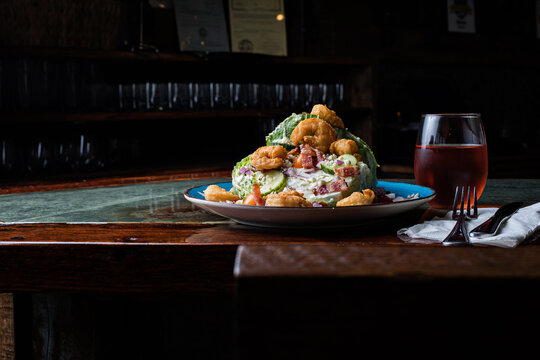Fried Shrimp Wedge Salad
