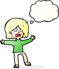 cartoon unhappy person with thought bubble