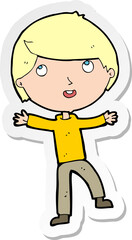 sticker of a cartoon happy boy