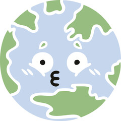 flat color retro cartoon planet earth