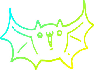 cold gradient line drawing cartoon happy vampire bat