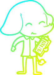 cold gradient line drawing cute cartoon elephant