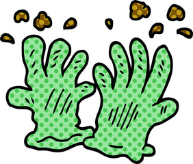 cartoon doodle garden gloves