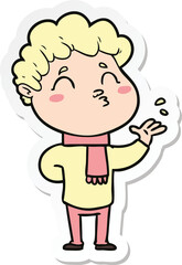 sticker of a cartoon man pouting