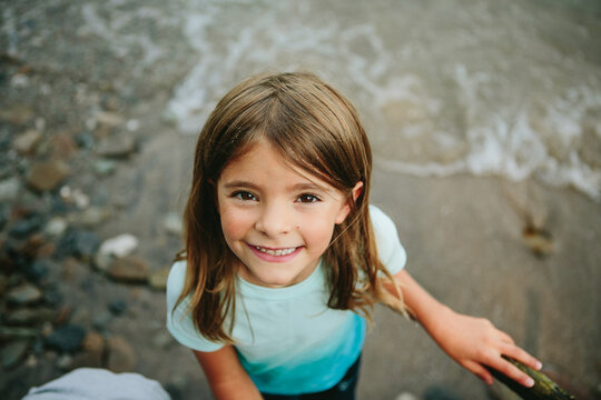 portrait of smiling girl at the lake