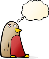 cartoon robin with thought bubble