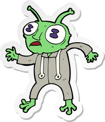 sticker of a cartoon alien spaceman