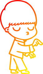 warm gradient line drawing cartoon calm boy