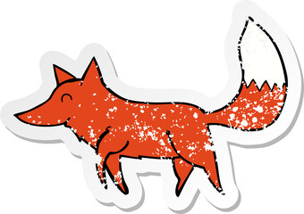 distressed sticker of a cartoon wolf