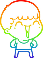 rainbow gradient line drawing cartoon happy man
