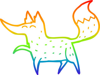 rainbow gradient line drawing cartoon fox