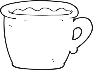 black and white cartoon old coffee cup