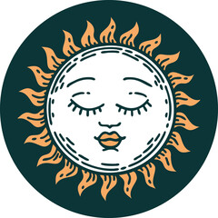 tattoo style icon of a sun