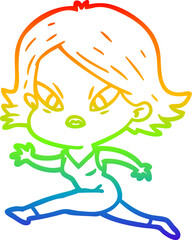 rainbow gradient line drawing cartoon stressed woman