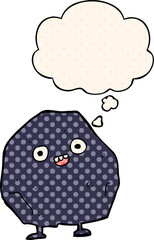 cartoon rock and thought bubble in comic book style