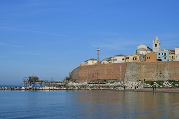 View of the beach of Termoli, a medieval village in the province of Campobasso, Italy.