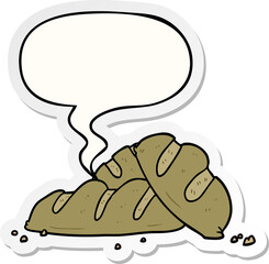 cartoon loaves of freshly baked bread and speech bubble sticker
