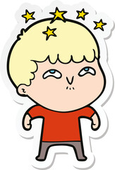 Obraz premium sticker of a cartoon amazed boy
