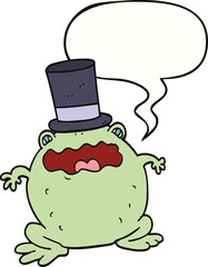 cartoon toad wearing top hat and speech bubble