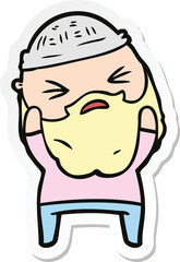 sticker of a cartoon man with beard