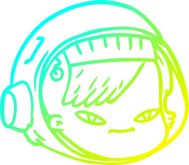 cold gradient line drawing cartoon astronaut face