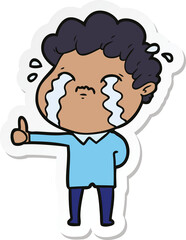 Fototapeta premium sticker of a cartoon man crying