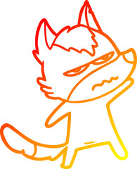 warm gradient line drawing cartoon annoyed wolf