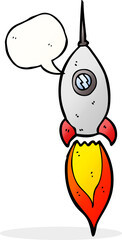 cartoon spaceship with speech bubble