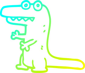 cold gradient line drawing cartoon crazy alligator