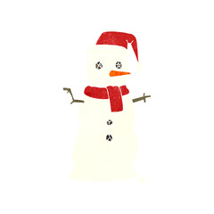 retro cartoon snowman