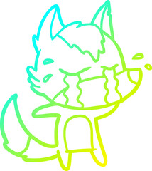 cold gradient line drawing cartoon crying wolf