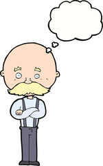 cartoon grandfather with thought bubble
