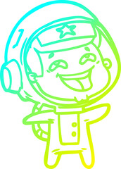 cold gradient line drawing cartoon laughing astronaut