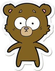 sticker of a worried bear cartoon
