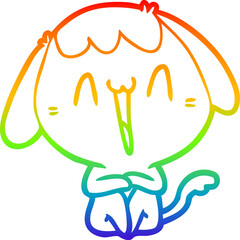 rainbow gradient line drawing cute cartoon dog